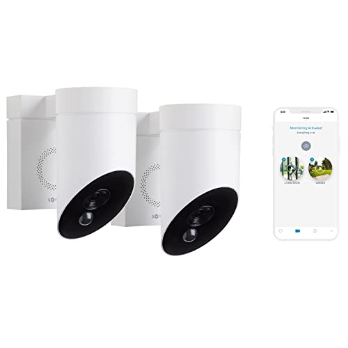 Somfy 1870471- 2er-Pack Smart Home Außenkamera weiß | Überwachungskamera | Full HD-Kamera mit Nachsicht | Integrierte Sirene mit 110 dB | Bewegungserkennung [Energieklasse A] von Somfy