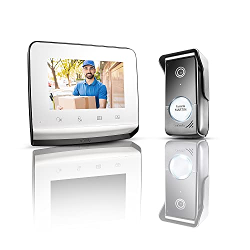 Somfy 1870996 - V350 Video-Türsprechanlage RTS mit 7-Zoll-Display, Nachtsicht & Weitwinkelkamera, Bildspeicher bis zu 100 Bildern| Reichweite bis 150m, Steuerung von bis zu 5 RTS-Rollläden von Somfy