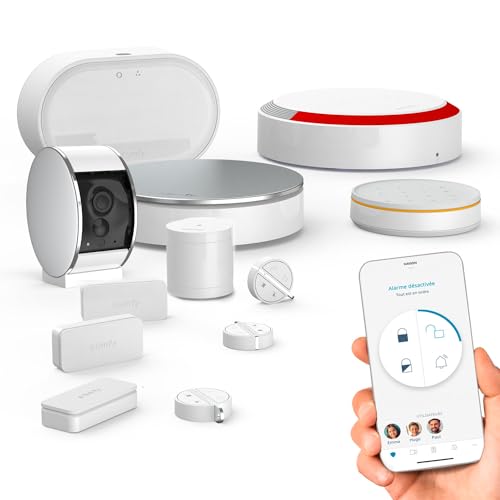 Somfy 1875255 Drahtloser Hausalarm mit Außensirene verbunden Home Alarm Advanced Plus + Somfy 2401507 - Innenkamera | Motorisierte Blende | Bewegungsmelder & Nachtsicht | Lautsprecher & Mikrofon von Somfy