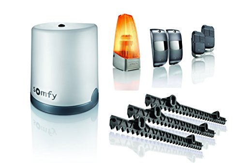 Somfy 2401410 - Freevia Essential Motorisierung für Schiebetore | Geliefert mit 2 Keypop RTS Fernbedienungen, Blinklicht, Zellen und 4m Zahnstange und Ritzel | Schnellöffnung | TaHoma kompatibel von Somfy