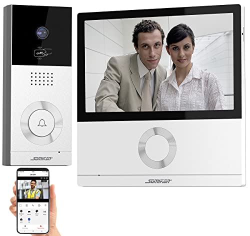 Somikon Video Sprechanlage: Full-HD-Video-Türsprechanlage mit 17,8-cm-Touchscreen (7"), WLAN, App (Video Türklingel, Gegensprechanlage, Türspion) von Somikon