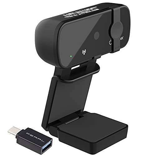 Somikon Webkamera: 4K-USB-Webcam mit Linsenabdeckung und USB-A-auf-USB-Typ-C-Adapter (PC Camera, USB Camera 4K, Sichtschutz) von Somikon
