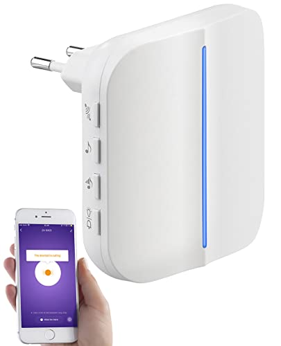 Somikon Zubehör zu Funkklingel-Sets: WLAN-Steckdosen-Empfänger für Funk-Klingelknopf FTK-201, App, 100m (Türklingel-Kits, drahtlos-Türklingel-Set, Senioren Handy) von Somikon
