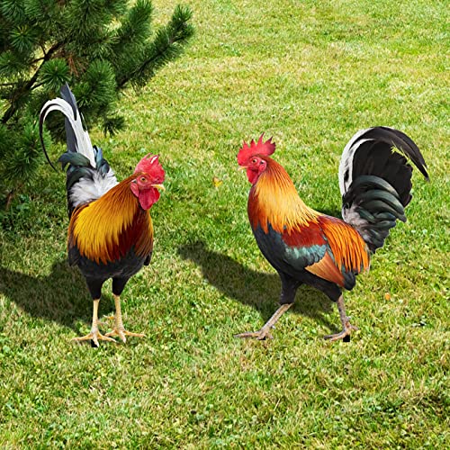 2PC Huhn Gartenstecker Gartendeko Huhn Gartenfiguren Deko Handarbeit Henne Gartenstatue Dekorative Tiere Figuren Gartenstecker Harz Huhn Statue Bauernhof Terrasse Balkon (A,B-B-2PC, Einheitsgröße) von SommerCat