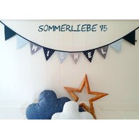 Wimpelkette Mit Namen Blau-Grau von Sommerliebe75
