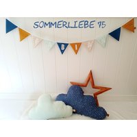 Wimpelkette Mit Namen Blau-Senfgelb-Beige-Mint Wimpelkette Mit Namen Blau-Senfgelb-Beige-Mint von Sommerliebe75