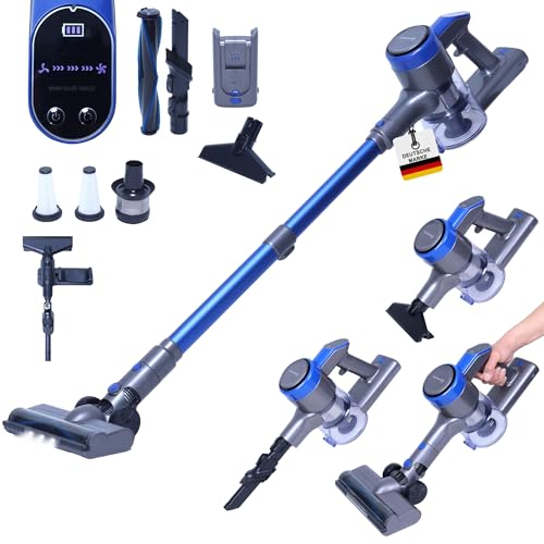 Sommertal Akku Staubsauger VARIO150 | 3in1 Gerät | 3-Stufen Turbosauger mit 45min Laufzeit und Schnellladen | für 300m² | Teppich Hartböden Tierhaare | LED Akkustaubsauger Stabstaubsauger von Sommertal
