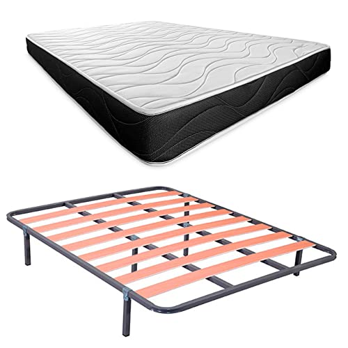 Somnia Descanso - Komplettes Bett mit Matratze Bombay (Winter/Sommer) + Basic Lattenrost + 6 Beine, 135 x 190 cm von Somnia Descanso