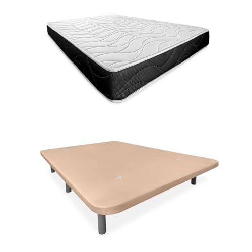 Somnia Descanso - Komplettes Bett mit Matratze Bombay 20, wendbar + verstärkter 3D-Polsterboden, beige mit 6 Metallbeinen, 90 x 190 cm Somnia Descanso - Komplettes Bett mit Matratze Bombay 20, wendbar + verstärkter 3D-Polsterboden, beige mit 6 Metallbeinen, 90 x 190 cm von Somnia Descanso