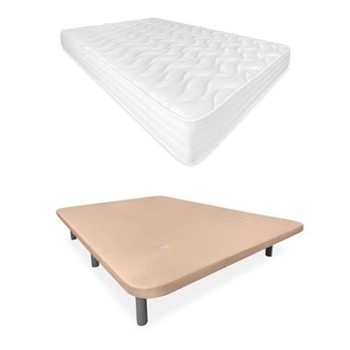 Somnia Descanso - Komplettes Bett mit Matratze Sena 20, wendbar + verstärkter 3D-Polsterboden, beige mit 6 Metallbeinen, 150 x 190 cm Somnia Descanso - Komplettes Bett mit Matratze Sena 20, wendbar + verstärkter 3D-Polsterboden, beige mit 6 Metallbeinen, 150 x 190 cm von Somnia Descanso