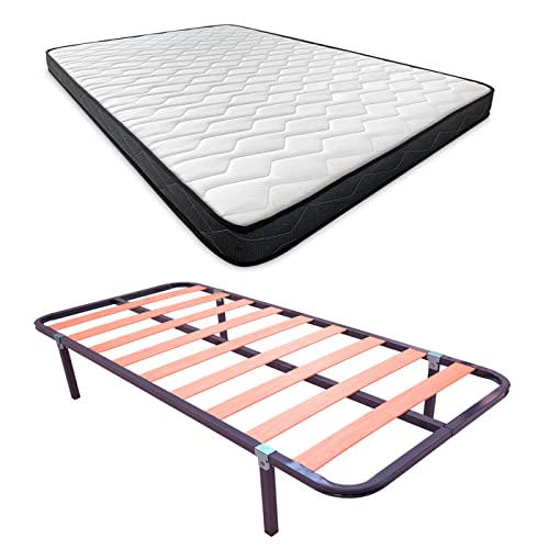 Somnia Descanso - Komplettes Bett mit Matratze Versailles (Winter/Sommer) + Basic Lattenrost + 4 Füße, 90 x 190 cm von Somnia Descanso
