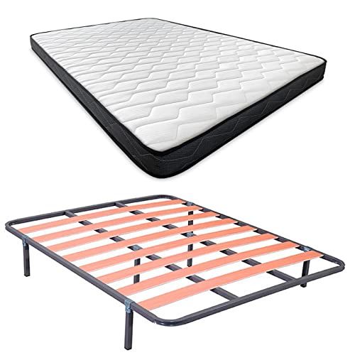 Somnia Descanso - Komplettes Bett mit Matratze Versailles (Winter/Sommer) + Basic Lattenrost + 6 Beine, 150 x 190 cm von Somnia Descanso