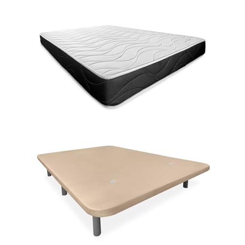 Somnia Descanso Komplettes Bett mit wendbarer Bombay-Matratze + extra verstärkter Polsterboden mit 6 zylindrischen Metallbeinen, 150 x 190 cm, Beige Somnia Descanso Komplettes Bett mit wendbarer Bombay-Matratze + extra verstärkter Polsterboden mit 6 zylindrischen Metallbeinen, 150 x 190 cm, Beige von Somnia Descanso