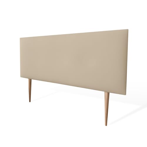 Somnia Descanso Kopfteil Lissabon gepolstert + Beine, hochwertiger Bezug aus Kunstleder, praktisch und attraktives Design, Holz, beige, 100 x 60 cm (Cama 90) von Somnia Descanso