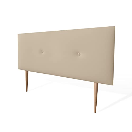 Somnia Descanso Luxuriöses gepolstertes Kopfteil Miami, mit Beinen, Bezug aus hochwertigem Kunstleder, Holz Lederimitat, beige, 115 x 60 cm (Cama 105) von Somnia Descanso