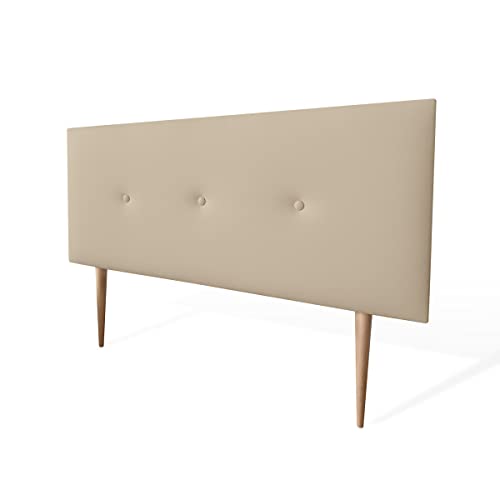 Somnia Descanso Luxuriöses gepolstertes Kopfteil Miami, mit Beinen, Bezug aus hochwertigem Kunstleder, Holz Lederimitat, beige, 145 x 60 cm (Cama 135/140) von Somnia Descanso