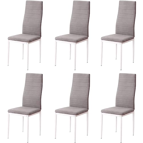Somnia Descanso Set mit 6 gepolsterten Stühlen für Wohnzimmer, Esszimmer. Fertig in Marengo. Modell Lya, Aluminium Kunstleder, Meliert, 43 cm (Ancho) x 48 cm (Fondo) x 99,5 cm (Alto) von Somnia Descanso