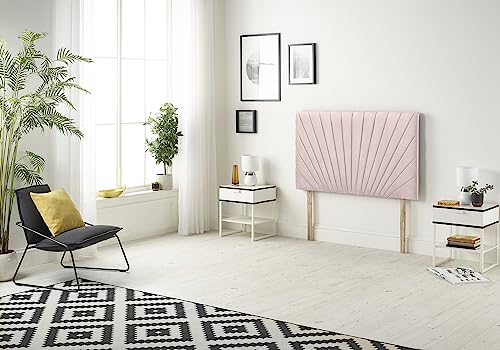 Somnior Beds Bed Centre Platinum Kopfteil für Doppelbett, Plüsch, mit Holzstreben, 82 cm, Rosa von Somnior Beds