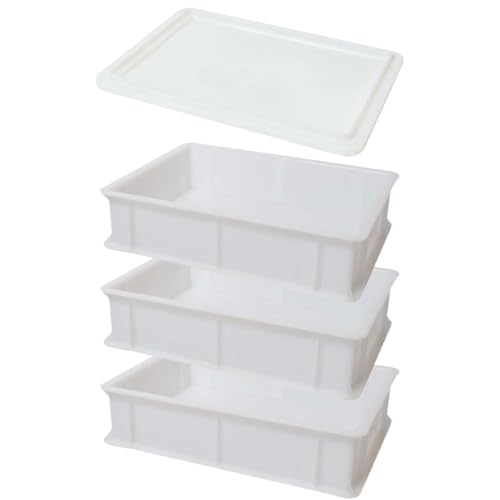 SomosTrade | Hefekiste Pizza und Brot | Behälter für Teig | Teigkasten | 30 x 40 x 10 cm | (3 Hefekisten + 1 Deckel) von SomosTrade