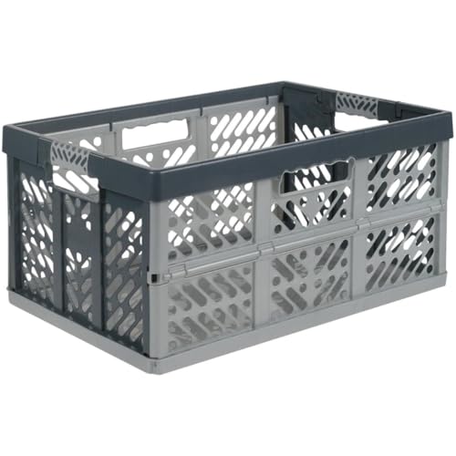 SomosTrade Klappbox 45L | Anthrazit-Grau | 54 x 28 x 37cm | mit Soft Touch Griffen | stabile Klappbox | Perfekte Aufbewahrung | (1 Klappbox - Anthrazit-Grau) von SomosTrade