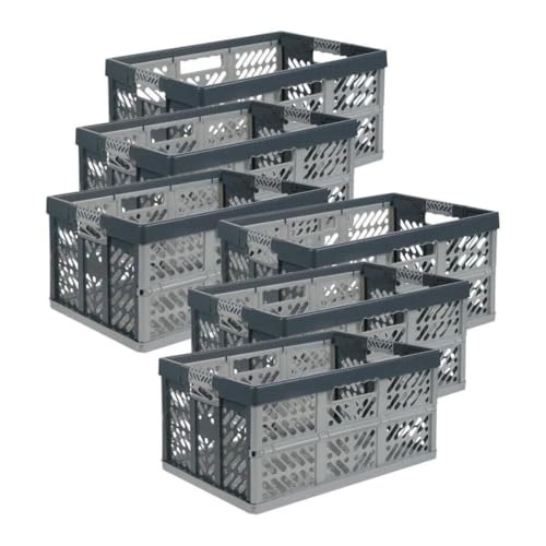 SomosTrade Klappbox 45L | Anthrazit-Grau | 54 x 28 x 37cm | mit Soft Touch Griffen | stabile Klappbox | Perfekte Aufbewahrung | (6 Klappboxen - Anthrazit-Grau) von SomosTrade