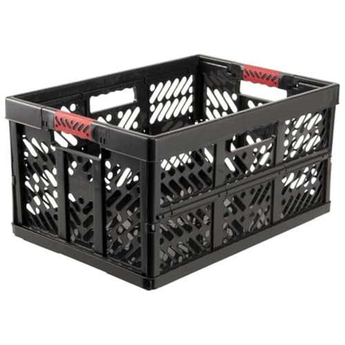 SomosTrade Klappbox 45L | Graphit - Rot | 54 x 28 x 37cm | mit Soft Touch Griffen | stabile Klappbox | Perfekte Aufbewahrung | (1 Klappbox - Graphit Rot) von SomosTrade