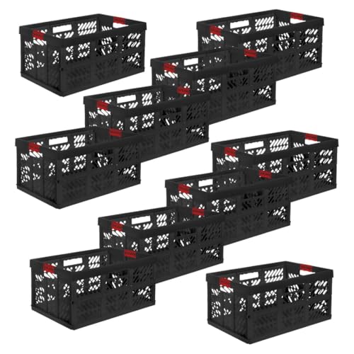 SomosTrade Klappbox 45L | Graphit - Rot | 54 x 28 x 37cm | mit Soft Touch Griffen | stabile Klappbox | Perfekte Aufbewahrung | (10 Klappbox - Graphit Rot) von SomosTrade