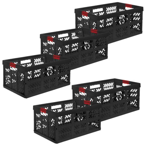 SomosTrade Klappbox 45L | Graphit - Rot | 54 x 28 x 37cm | mit Soft Touch Griffen | stabile Klappbox | Perfekte Aufbewahrung | (5 Klappbox - Graphit Rot) von SomosTrade