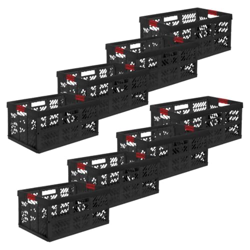 SomosTrade Klappbox 45L | Graphit - Rot | 54 x 28 x 37cm | mit Soft Touch Griffen | stabile Klappbox | Perfekte Aufbewahrung | (8 Klappbox - Graphit Rot) von SomosTrade