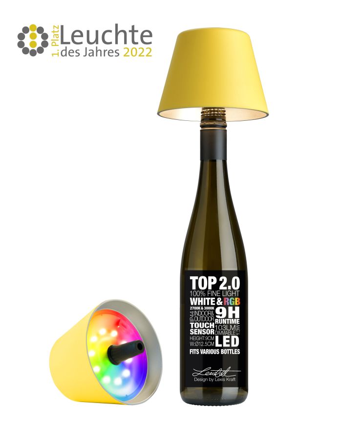 Sompex-Lighting TOP 2.0 GELB H11CM D12,5CM RGB KUNSTST, 103lm 1,3W 2700-3000K von Sompex-Lighting