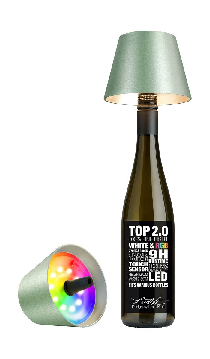 LED-Leuchte 11 cm 1,3 W Top 2.0 grün metallic mit RGB-Farbwechsel von Sompex