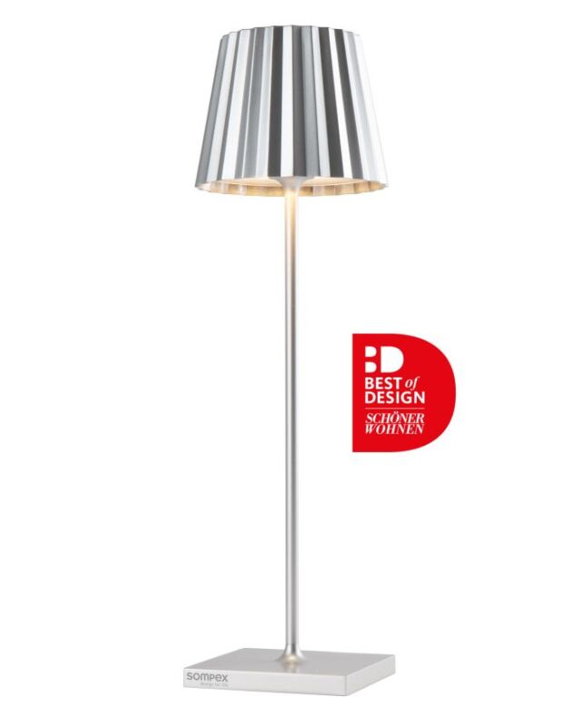 Sompex Troll 2.0 Outdoor Tischleuchte Akku LED silber von Sompex