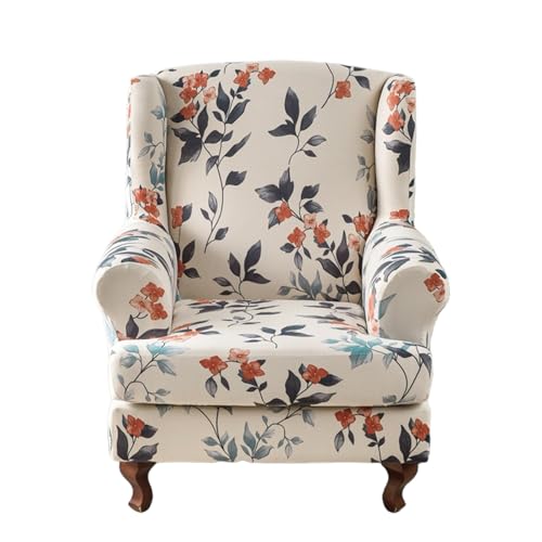Ohrensessel-Schonbezüge, Bedruckt, floral, Ohrensessel-Bezüge, weicher Sesselbezug aus Polyester mit elastischer Unterseite(B) von Somsiwey