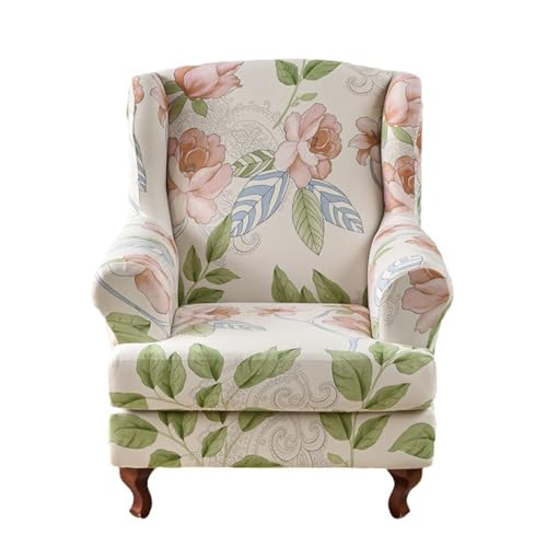 Ohrensessel-Schonbezüge, Bedruckt, floral, Ohrensessel-Bezüge, weicher Sesselbezug aus Polyester mit elastischer Unterseite(D) von Somsiwey
