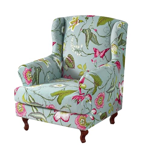 Ohrensessel-Schonbezüge, Bedruckt, floral, Ohrensessel-Bezüge, weicher Sesselbezug aus Polyester mit elastischer Unterseite(H) von Somsiwey