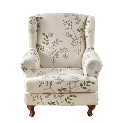 Ohrensessel-Schonbezüge, Bedruckt, floral, Ohrensessel-Bezüge, weicher Sesselbezug aus Polyester mit elastischer Unterseite(I) von Somsiwey