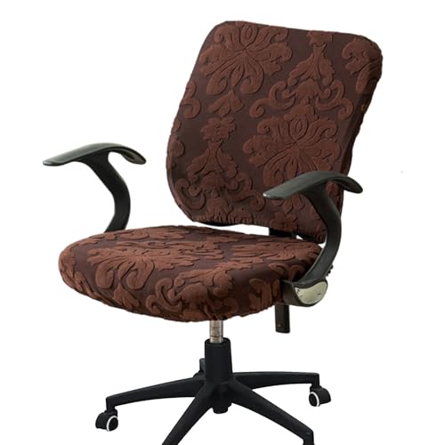 Somsiwey Bürostuhlbezug-Set, 2-teilig, weicher Samt-Schreibtischstuhlbezug, dehnbar, universeller Computerstuhl-Schonbezug, waschbarer, drehbarer Stuhl-Schonbezug für Büro(Coffee) von Somsiwey
