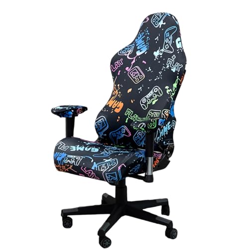 Somsiwey Dehnbarer Gaming-Stuhlbezug mit Armlehnenschutz, 3D-Druck, Computerstuhl-Schonbezüge – universelle Passform für Renn-/Bürostühle, Anti-Rutsch-Design(Handle 1) von Somsiwey