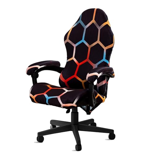Somsiwey Samt-Gaming-Stuhlbezüge, bedruckter Computerstuhl-Sitzbezug, Schreibtischstuhlbezug mit Armlehnenbezügen für drehbaren Rennstuhl(Red) von Somsiwey