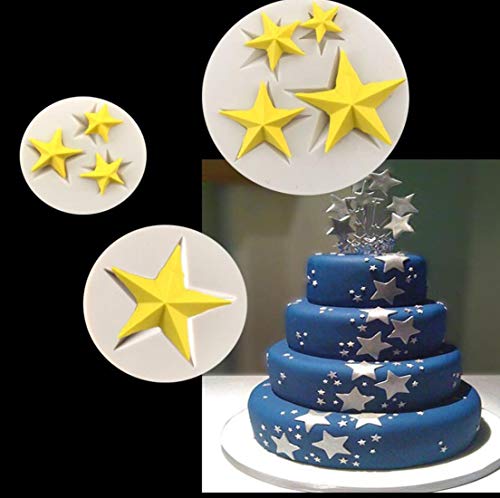 Silikon-Form mit Sternen, 3 Stück, Sterne, 3D-Silikonform, Fondant, Kuchendekoration, Backgeschirr, Weihnachtsdekoration, B07K82C8TZ von Somtis