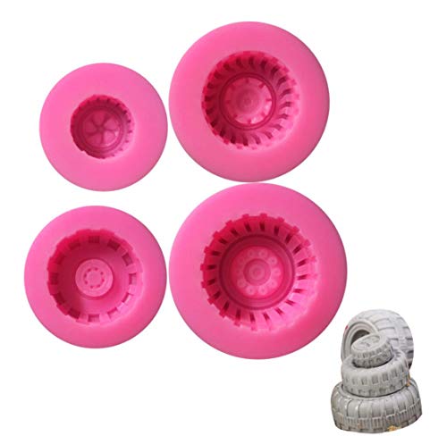 Silikonform für Reifen, 4 Stück/Set, verschiedene Reifen, 3D-Rad-Form, Jungen, Fondant, Kuchendekoration, Backgeschirr, Weihnachtsdekoration von Somtis