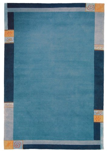 Sona-Lux Nepal Teppich handgeknüpft blau Größe auswählen 40 x 60 cm von Sona-Lux