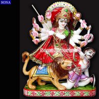 15 Zoll Marmor Mahisasuri Statue Idol Durga Moorti Mahishasuramardini Murti Idols Hindus Göttin Hindustempel von SonaExportsIN