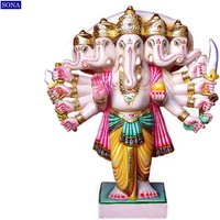 15 Zoll Marmor Panch Mukhi Ganesh Statue, Panchmukhi Ganpati Statue Moorti Idols Elefant Gott Home Temple von SonaExportsIN