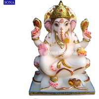 Makrana Marmor Ganesh Statue | Ganpati Idol Murti Elefantengott Ganesha Home Office Tempel 18cm von SonaExportsIN