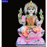 Natürliche Laxmi Marmorstatue, Marmor Lakshmi Statue, Idol, Moorti, Murti, Rukmani Idol Statue von SonaExportsIN