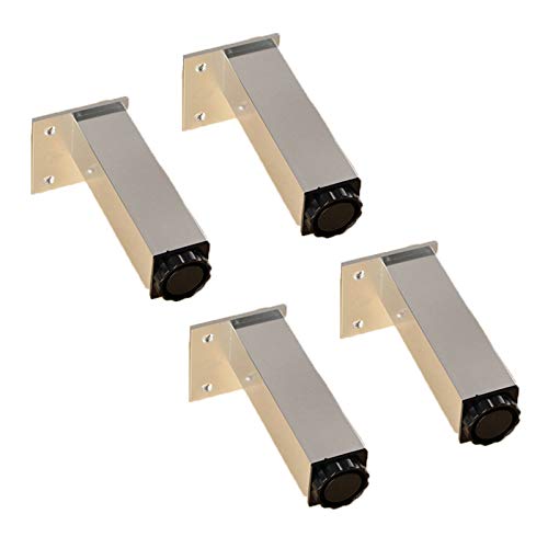 4X Möbelfüße, Verstellbare Tischbeine, Quadratische Ersatzbeine, rutschfest, Können 300 Kg Schrankfüße Laden, Die Für Sofas, Betten, Stühle Verwendet Werden,Silber,25cm/10in von Sonakia