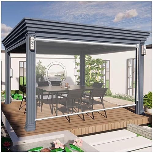 Durchsichtige PVC-rollos Für Außen, Transparente wasserdichte Rollläden, Regenschutz Fensterrollos Jalousien, Winddichte Kunststoffvorhänge Für Pavillon/terrasse/pergola,WxH-150x220cm/59 * 86.6in von Sonakia