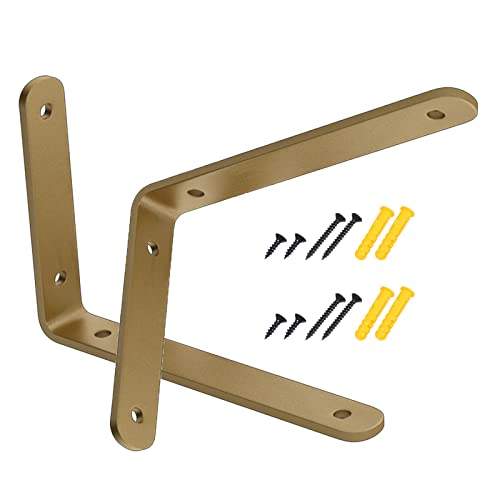 Regalhalterungen, Metall Wand Regalträger, Schwerlast-regalkonsole, Schwimmende Regalwinkel Mit Schrauben, DIY Offene Regal Unterstützung-schwarz/Gold(L),Gold-10x8cm/3.9 * 3.1in von Sonakia