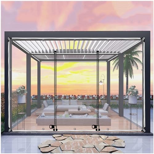 Transparente Planen Vorhänge, Durchsichtige Pavillon Seitenwände Mit Pvc-abdeckplane Und Reissverschluss, Outdoor Pergola Seitenvorhänge, Wasserdichte Planen Seitenwände,WxH-6x2.2m/19.7*7.2ft von Sonakia
